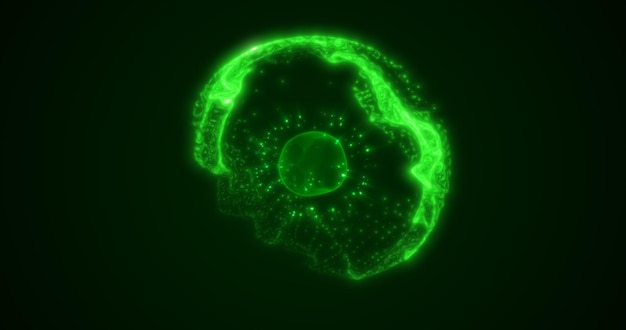Foto energia verde brilhante esfera mágica cósmica futurista redonda bola de alta tecnologia átomo brilhante feito