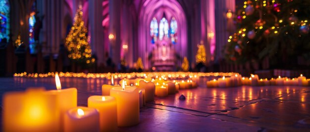 La enérgica celebración de Navidad ilumina la iglesia con velas brillantemente encendidas