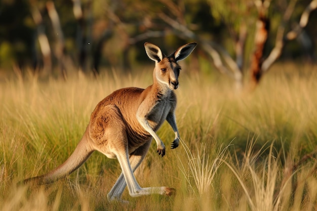 Los enérgicos y carismáticos canguros rojos en el interior de Australia Los cangurus rojos dinámicos que atraviesan el vasto interior de Australia