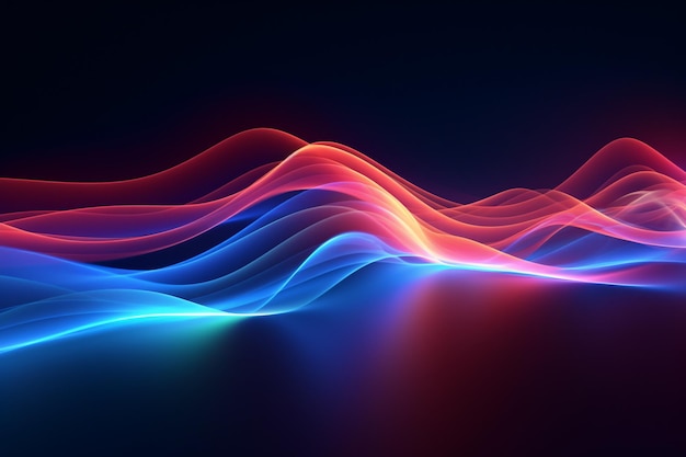 Energie-Lichtlinien-Fluss-Hintergrund Neon Lichtlinien-Flusspapier Abstrakt Neon-Huntergrund-Neon-Hundergrund farbenfrohe kurvige Form leuchtend Tapeten-Technologie Hintergrund-AI Generativ