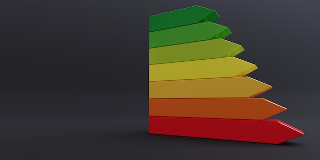 Foto energieeffizienzskala balken der energieklasse auf schwarzem kopierraum