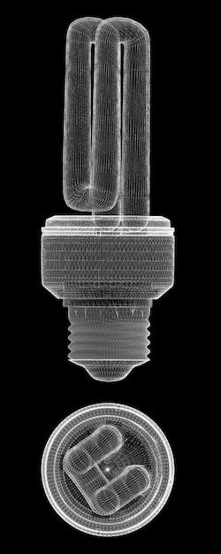 Energiesparlampe, Körperstruktur, Drahtmodell,