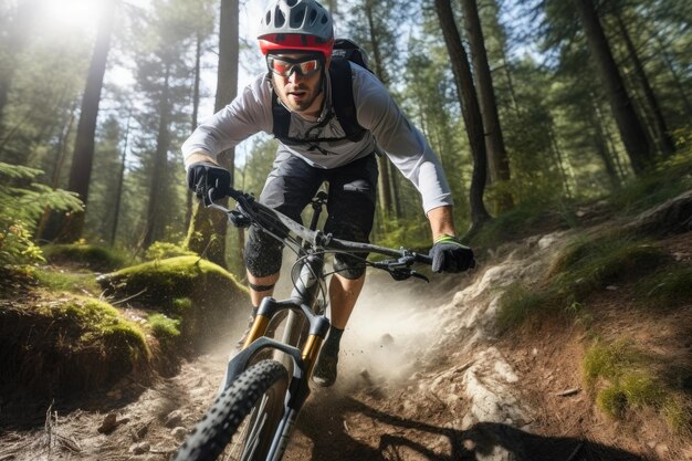 Energische Jugend auf einem Mountainbike-Abenteuer