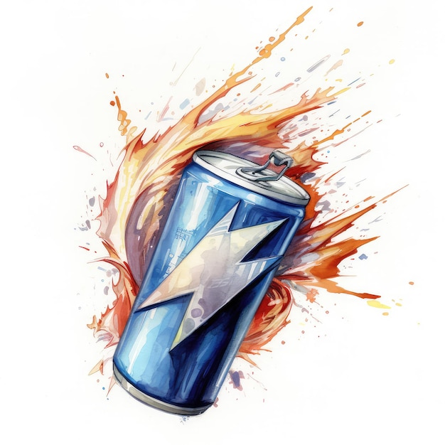 Energy-Drink-Aquarell-Illustration, generative KI