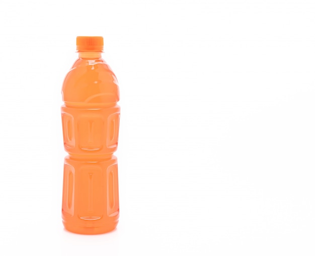 Energy Drink in einer orangefarbenen Flasche