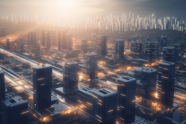 EnergyPositive City Futuristic Metropolis Powered by Buildings