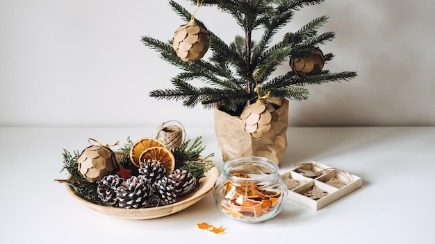 Enfeite de árvore de natal sustentável, ecologicamente correto, sem desperdício, natural, sem desperdício, ornamento de árvore de natal sustentável