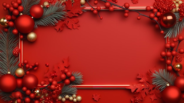 Enfeites de Natal exibidos em um quadro gerado por IA