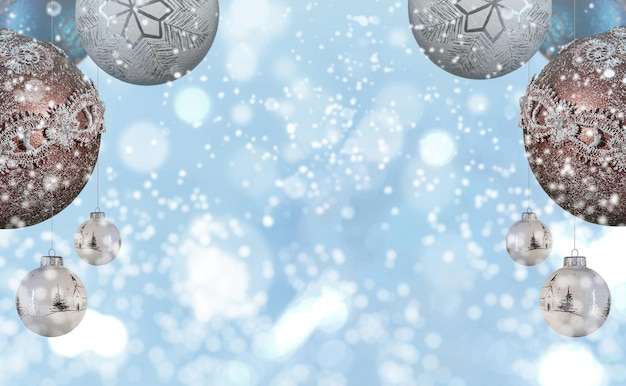 Enfeites de vidro de Natal dispostos simetricamente com dez bolas PostalFoco seletivo
