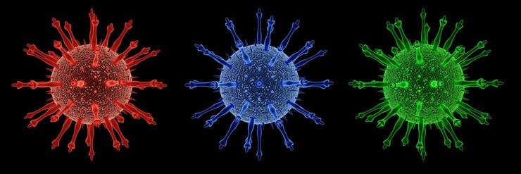 Foto enfermedad de coronavirus infección covid-19 ilustración médica patógeno células del virus de la gripe respiratoria covid nuevo nombre oficial para la enfermedad de coronavirus llamada covid-19 rendering 3d