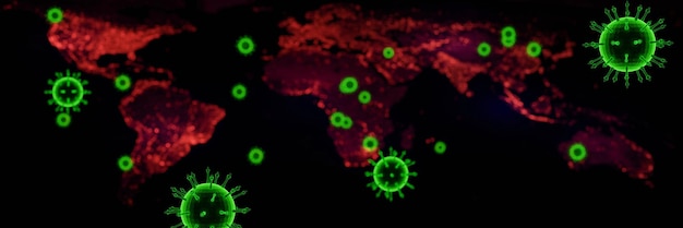 Enfermedad de coronavirus infección COVID-19 ilustración médica patógeno células del virus de la gripe respiratoria covid Nuevo nombre oficial para la enfermedad de coronavirus llamada COVID-19 Rendering 3D