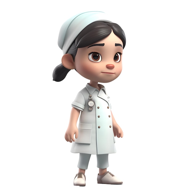 Enfermeira com um estetoscópio na renderização 3d de fundo branco