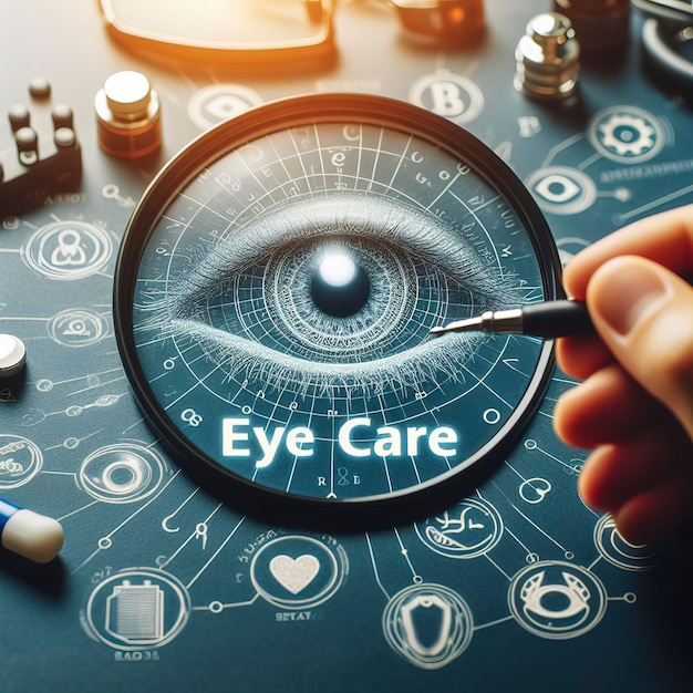 Enfocamiento selectivo de un texto cuidado ocular Salud Concepto de cuidado ocular para la concienciación sobre la salud ocular