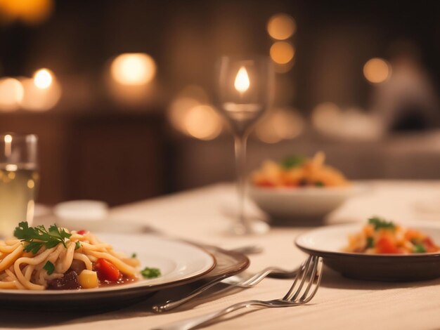 enfoque de la cena en el fondo borroso acogedor