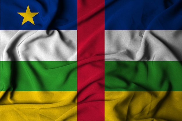 Foto enfoque selectivo de la bandera de áfrica central, con textura de tela ondeante. ilustración 3d