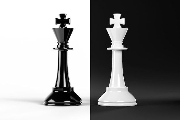 Duas opções de peças de xadrez preto e branco do rei. elemento de