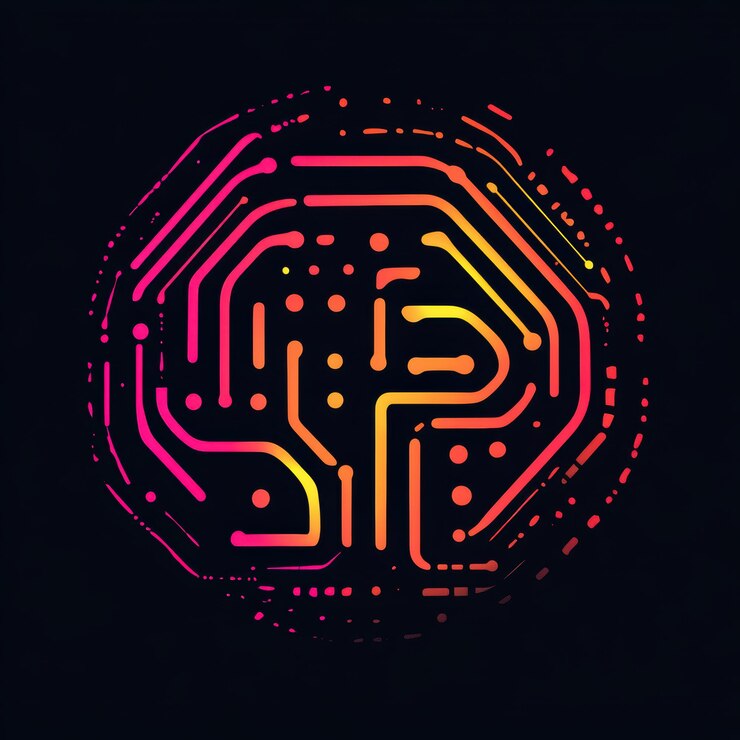 Foto engajando el logotipo de inteligencia artificial con patrones abstractos