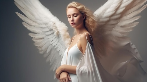 Engel mit weißen Flügeln auf dem Kopfgenerative KI
