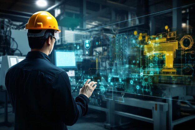 Engenharia da infraestrutura de trabalho do futuro analisando dados criados com tecnologia de IA generativa