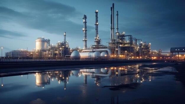 Engenharia de instalações químicas de refinaria energia fábrica tecnologia de tubulações industriais gás noite