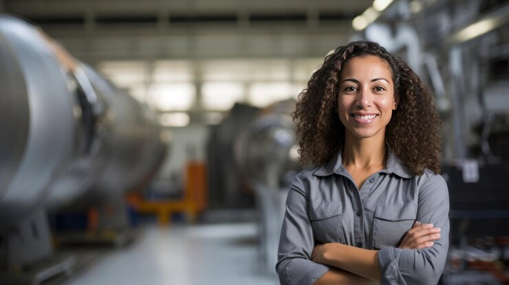 Foto engenheira aeroespacial criativa projetando o futuro