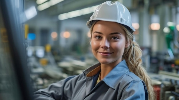 Engenheira de IA generativa trabalhando na fabricação