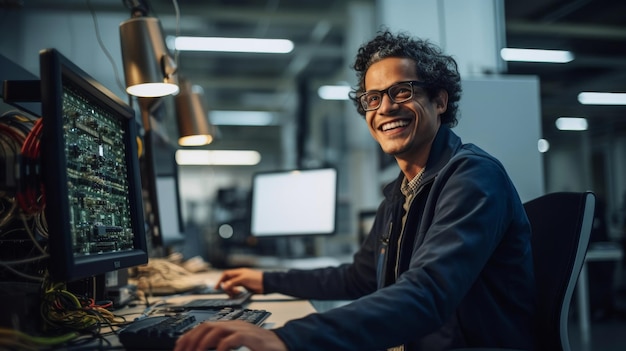 Engenheiro de aprendizagem de máquina em laboratório de IA moldando o futuro da inteligência