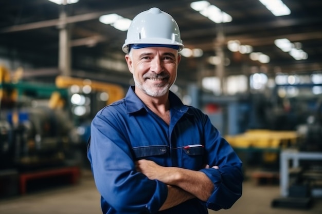 Foto engenheiro de manutenção com capacete na fábrica