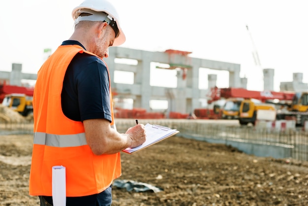 Engenheiro de site em um canteiro de obras