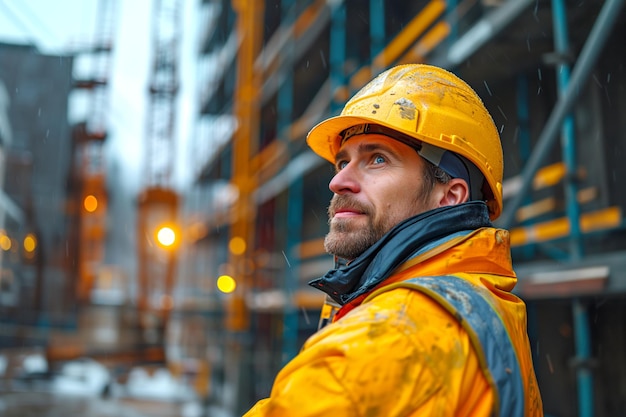 Engenheiro experiente olhando para o canteiro de obras