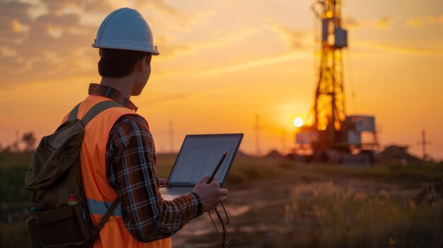 Engenheiros analisando dados geológicos para otimizar a precisão das operações de perfuração em ação