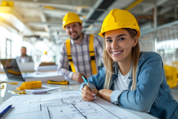 engenheiros de construção em ação