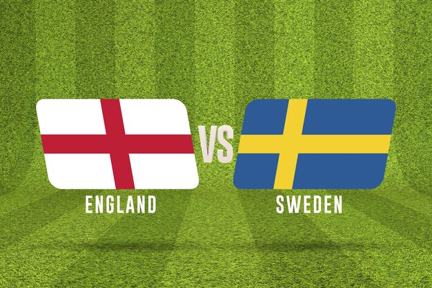 England gegen Schweden Fußball Viertelfinalspiel 3D-Rendering