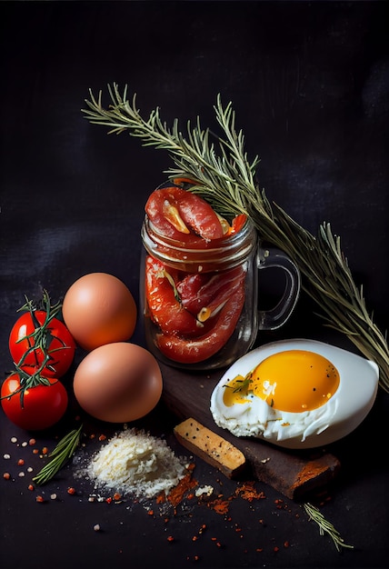 Englisches Frühstück - Spiegeleier, Speck, Würstchen und Toast