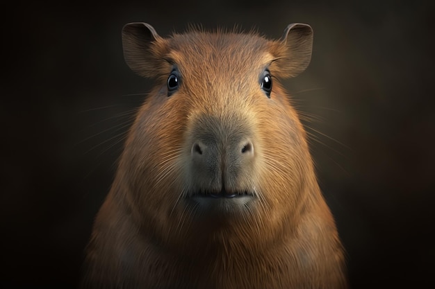 Engraçado capivara bonito retrato vista frontal herbívoro semiaquático mamífero animal peludo Ilustração criada por generative ai