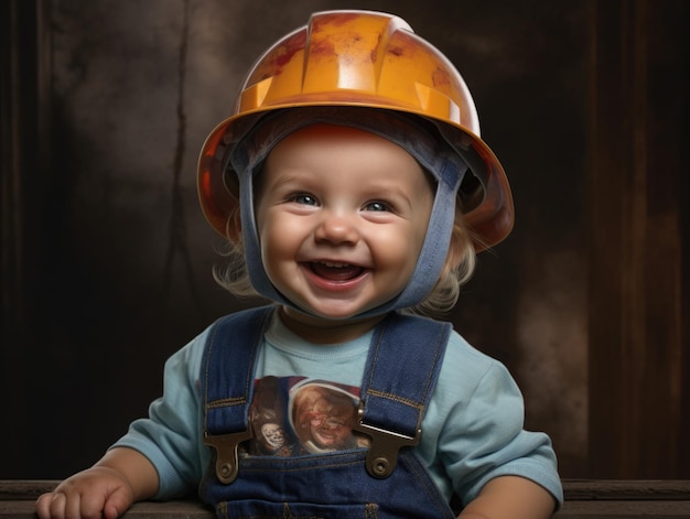 engraçado construtor de bebê sorridente