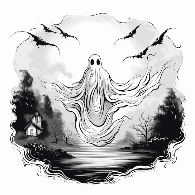 Foto engraçado halloween fantasma espirituoso assombração