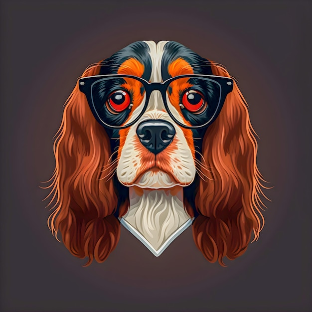 Engraçado Hipster Ilustração de arte de cachorro fofo Cães antropomórficos