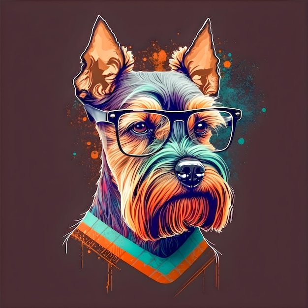 Engraçado Hipster Ilustração de arte de cachorro fofo Cães antropomórficos