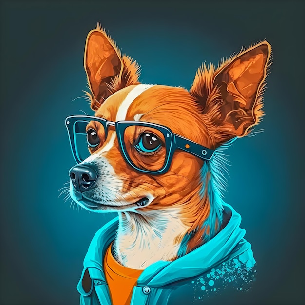 Engraçado Hipster Ilustração de arte de cachorro fofo Cães antropomórficos