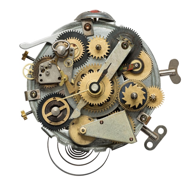 engranajes sin humanos fondo blanco fondo simple máquina steampunk