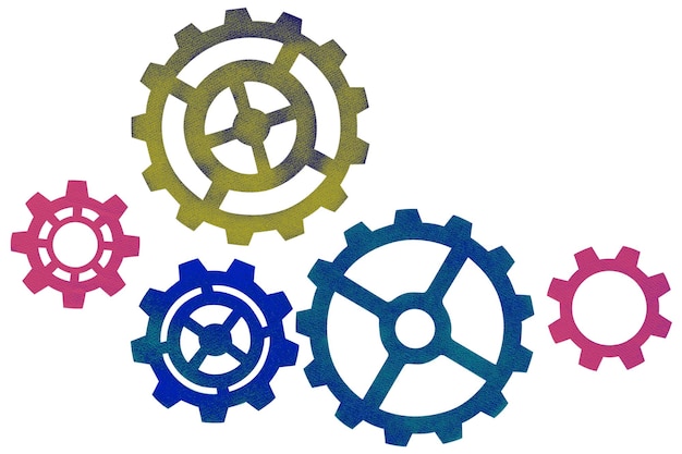 Engranajes en movimiento pegatina empresarial png fondo transparente