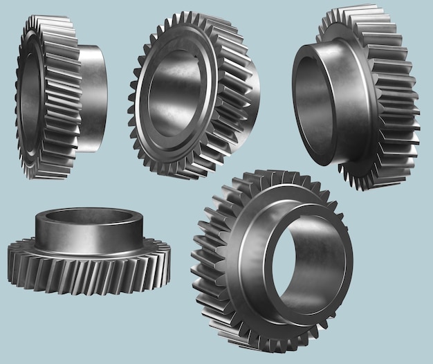 engrenagem de metal destacada em um fundo isolado para a renderização 3d de layout do mecanismo