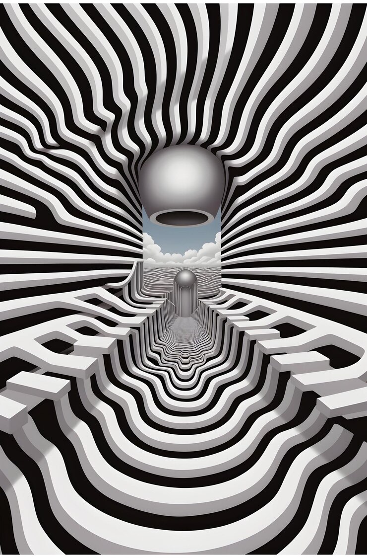 Foto enigmática surrealista ilusão óptica psicodélica hipnose redemoinho