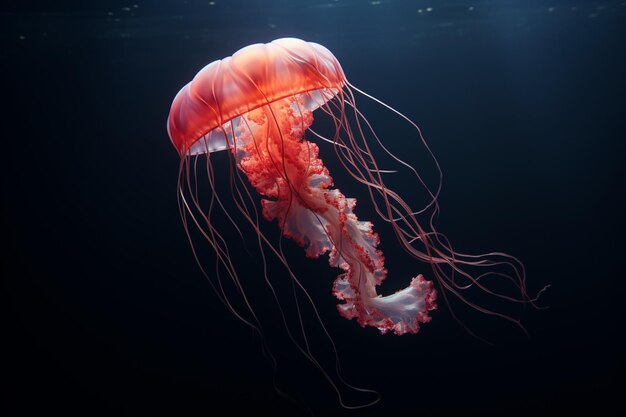 Enigmáticas medusas flotando en el océano