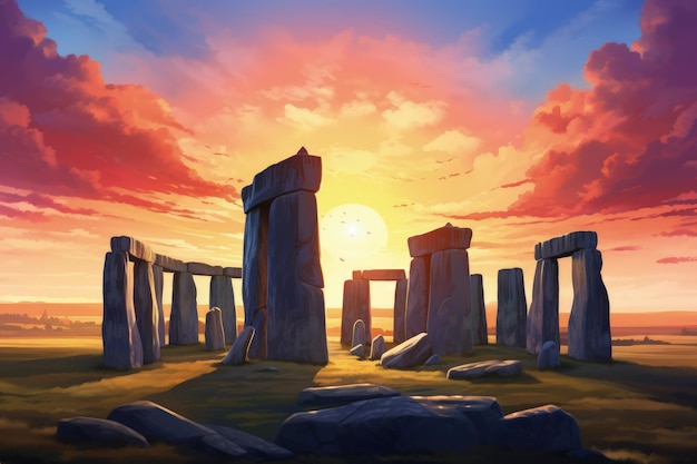 Enigmático Stonehenge no amanhecer Inteligência Artificial Gerativa