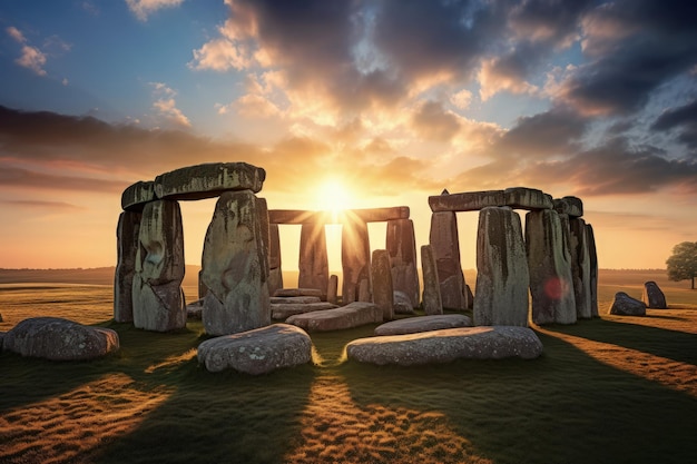 Enigmático Stonehenge no amanhecer Inteligência Artificial Gerativa