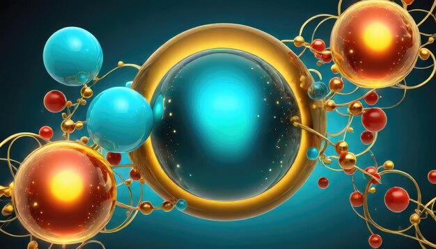 Enigmatische Fusion hypnotisierende Plasmasphären in goldenrod turkisfarbenen und tomatenfarbenen Farben erzeugen ein Capti