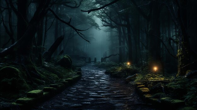 Enigmatische Ruhe Eine mystische Reise durch den mondlich beleuchteten Wald Foto-Composite in AR 169