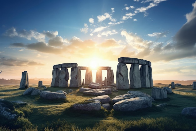 Enigmatische Stonehenge bei der Morgendämmerung Generative KI